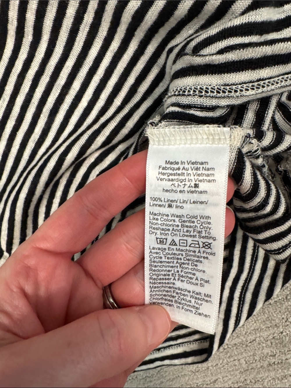 J. Crew Relaxed Linen Long Sleeve Stripe Tee Size Small - Picture 6 of 8
